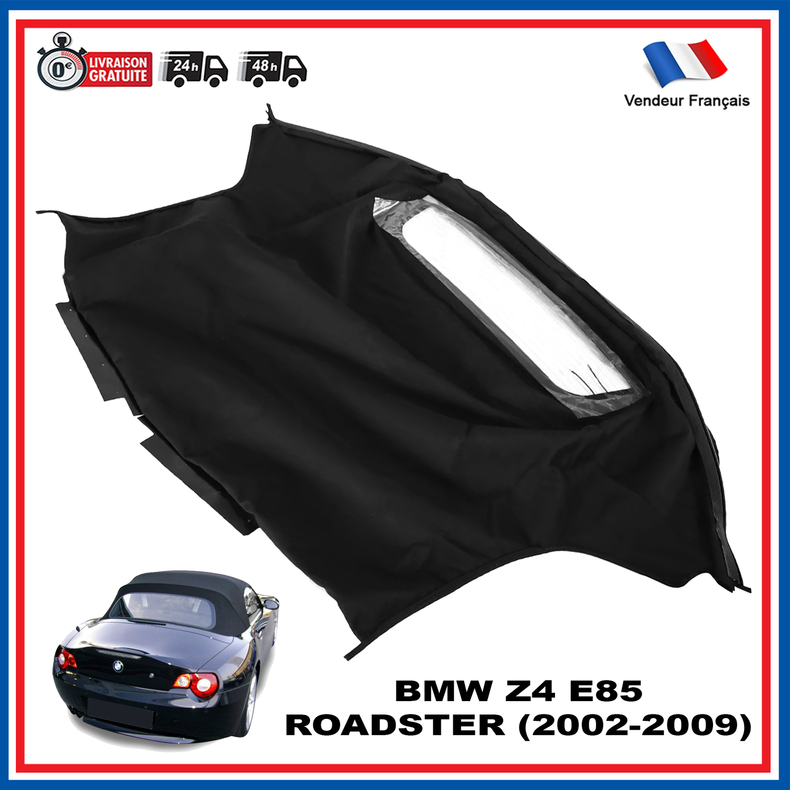 Capote cabriolet BMW Z4 Roadster noire toit souple de rechange 54347056277