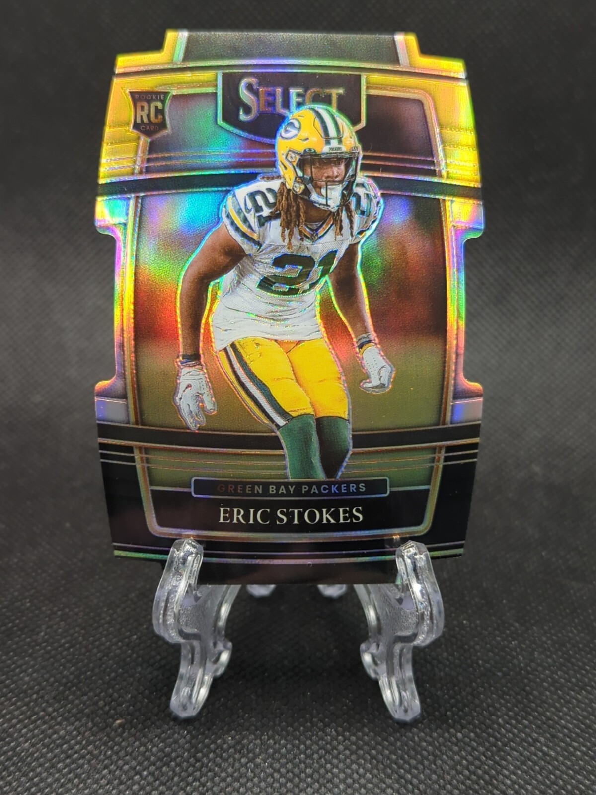 2021 Select - Eric Stokes #88 Rookie Card - Yellow & Black Prizm Die-Cut Packers