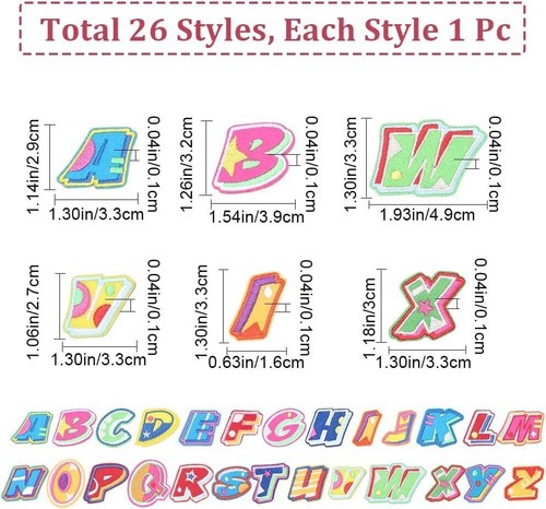 26pcs A-Z Alphabet Letters Patches Iron on Applique Sewing Badge DIY Clothing - Picture 55 of 68