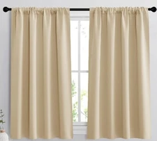 Two (2) ~ RYB HOME ~ Beige ~ Room Darkening ~ Window Curtain Panels ~ 42" x 63"