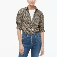 NWT J.Crew Button-up Shirt Blouse, Signature Fit, Animal Leopard Print, $59 Sz S