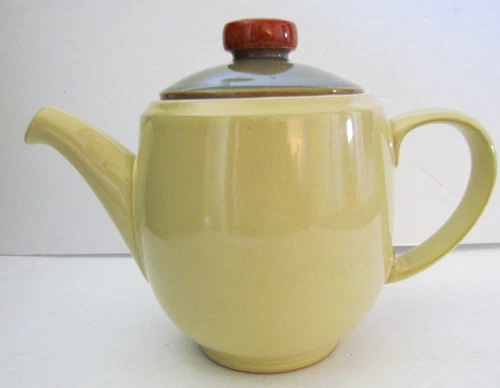 NWOT Never Used DENBY Fire Chili (No Swirl) Tea Pot - Yellow Lemon/Sage Green