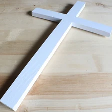 Wall Cross Wood White 13" Handmade USA Decor Christ Cruz Catholic Christian