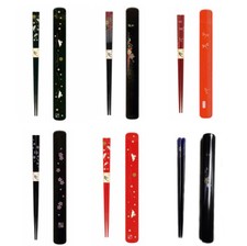 Set of 4 Japanese Travel Chopsticks with Case 9 inches long Made in Japan