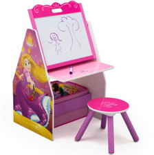 Disney Princess Kids Desk Easel Play Station Arts Crafts Drawing Storage Stool
