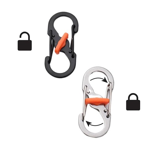 2pcs S Shape SS Carabiner With Lock Gate Clip for Key Ring Lock 8 Shaped - 第 4/12 張圖片