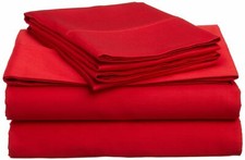 Export Quality Sheet Set Extra Deep Pkt All Size Red Solid 1000TC 100 Cotton