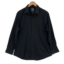 Ben Sherman Dress Shirt Mens Sz 32 Black Cotton Long Sleeve Stretch Tailored Fit