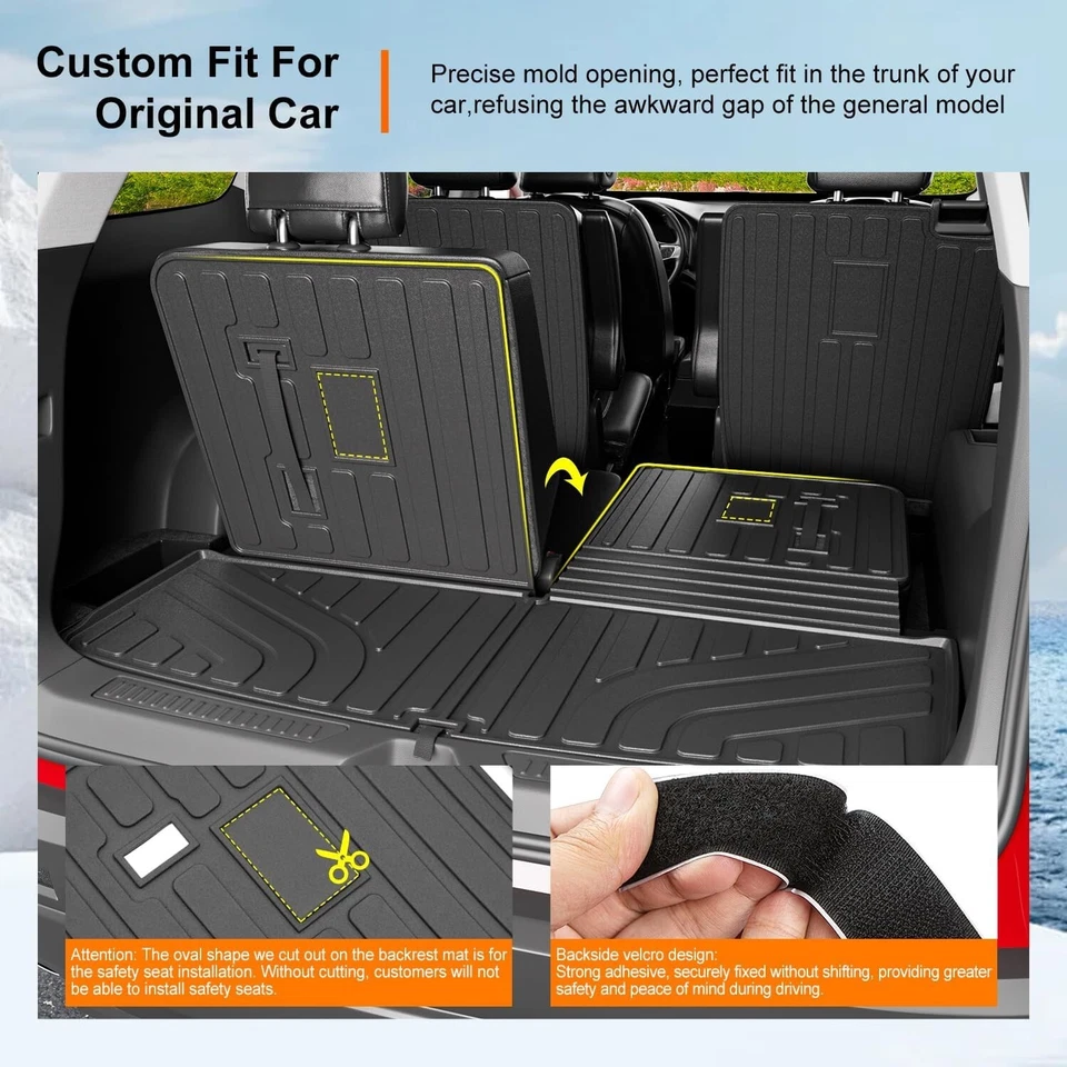 For 2017-2023 GMC Acadia Floor Mats Trunk Mat Backrest Lower Cargo Trunk Liners Foto 2 de 4
