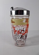 Vintage Cocktail Shaker Glass Bloomfield Industries Drink Recipe Paris Scene MCM