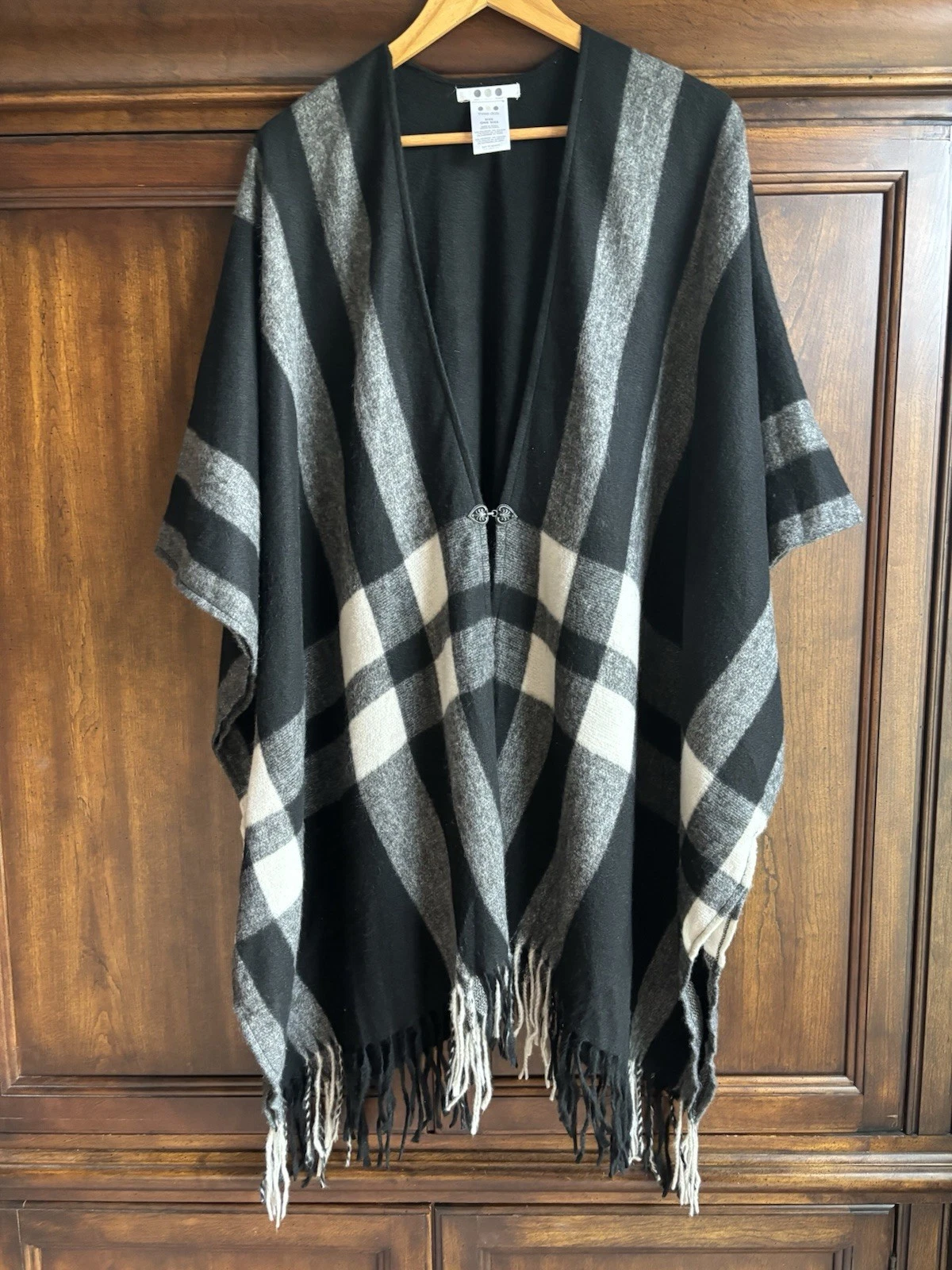 Women's Cashmere Blend Wrap Fringe Scarf Poncho Kimono Cape One Size