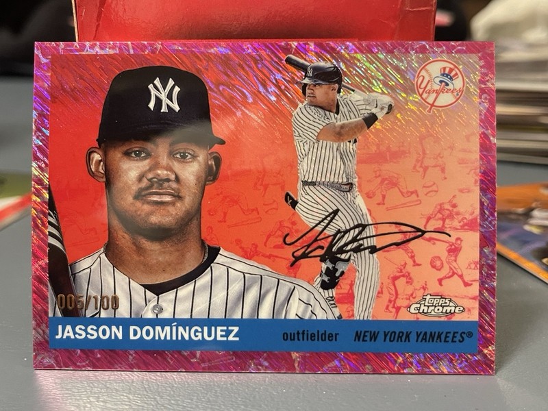 2025 Topps Platinum Jason Dominguez /100 Toile Cream / Fuschia #104
