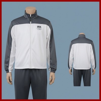 USA Olympic Games Track Jacket Mens XL Full Zip White Gray Team Retro Sportswear