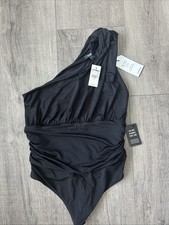 Express Bodysuit Women's Black S One Shoulder Body Contour