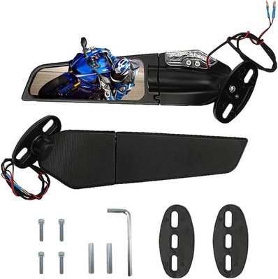 Racing Motorcycle Rear View Mirrors Stealth Mirrors with LED Turn Signal 