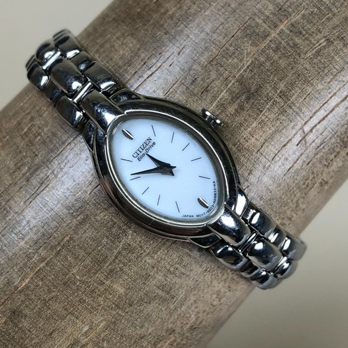 Citizen Eco-Drive Women B023-R001655 Silver Tone Oval Solar 18mm Watch 6 3/4"