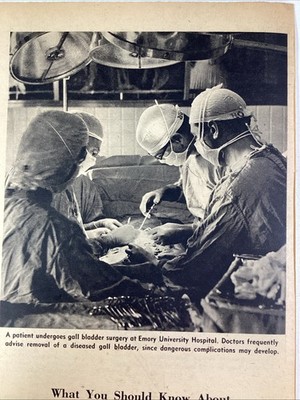 Emory University Gall Bladder Print Article 1953 Atlanta AJC Olive Ann Burns