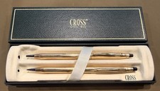 Cross 10KT Gold Filled Collectible Ballpoint Pen  Pencil Set Boxed Presentation