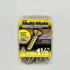 MULTI-MATE 21712 #10 1-1/2-Inch Phillips Flat-Head All-Purpose Screws 130-Pack