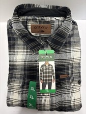 ORVIS Men's Long Sleeve Gray Flannel Shirt Heavy Weight XL NWT