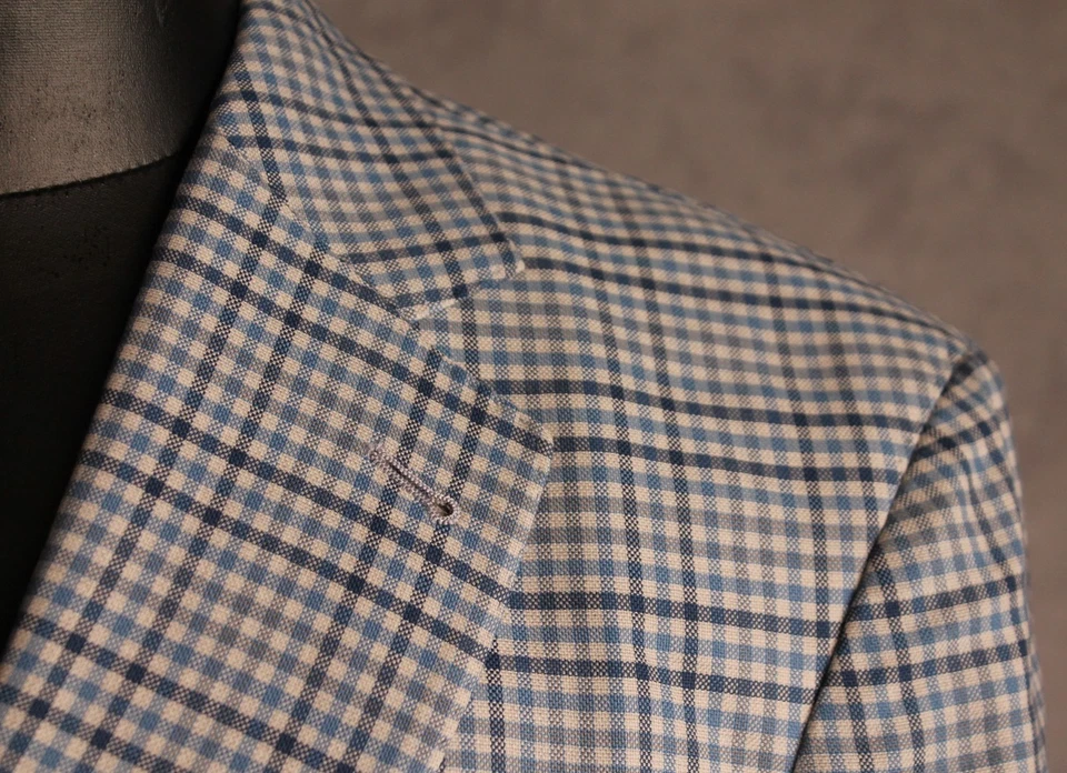 Abrigo deportivo Peter Millar sin estructura para hombre talla XL a cuadros azul cielo Foto 3 de 4