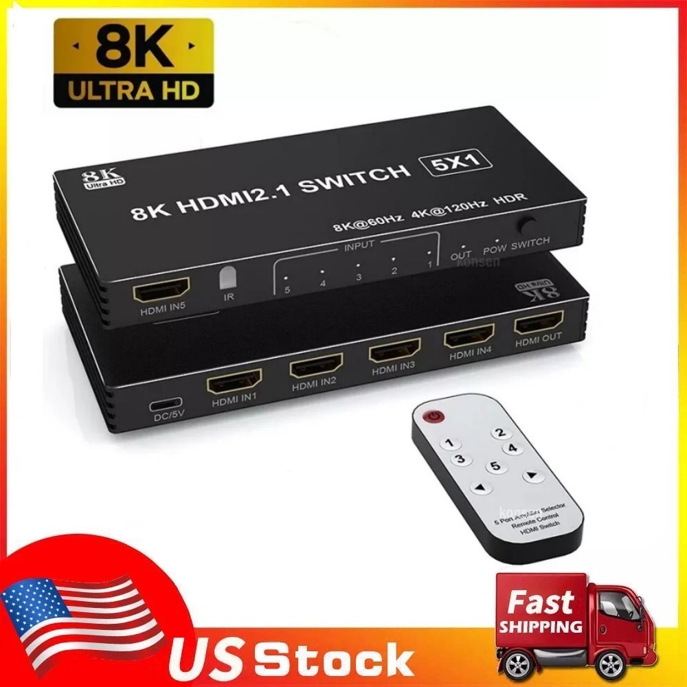 US HDMI Switch 4K 120Hz Port 8K 60Hz HDMI Switch Splitter
