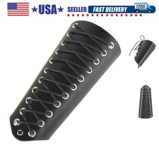 2 Pack Unisex Faux Back Leather Gauntlet Wristband Wide Bracer Arm Armor Cuff