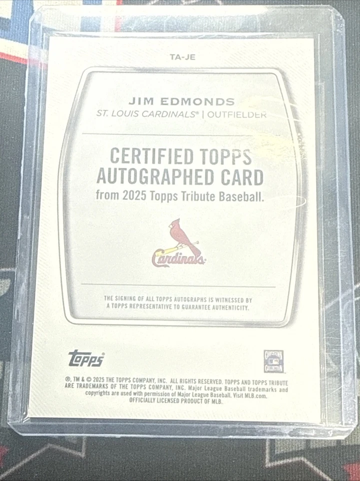 2025 Topps Tribute Jim Edmonds Auto /10 - Image 2 of 2