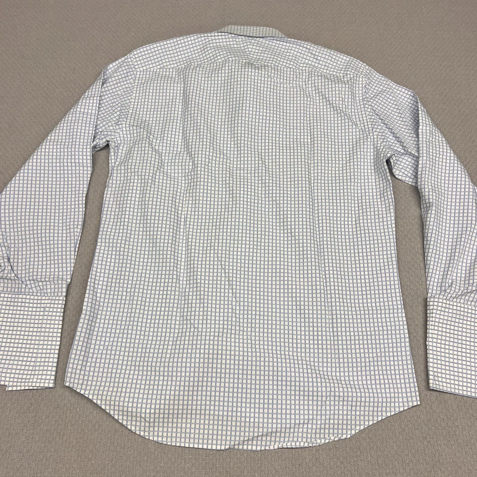 Camisa masculina Paul Smith 16/41 branca azul xadrez geométrica botão para baixo formal preppy - Imagem 2 de 4