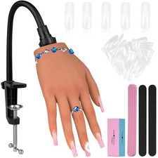 Practice Hand for Acrylic Nails,Silicone Nail Practice Hand with Stand Bracke...