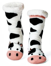 cosyone1997 Fuzzy Slipper Socks for Little Kids with 9-13 Kid, Cow
