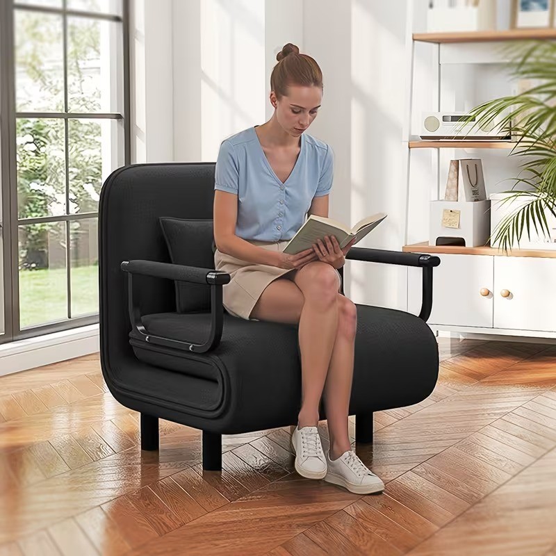 Canapé lit pliable 5 en 1 vert en métal modulable et inclinable