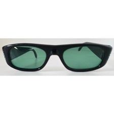 VINTAGE NEW 1970's Black Frame with Green Lens Sunglasses