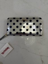 Kate Spade New York Silver Polka Dot Zip-Around Women's Wallet with Credit Card
