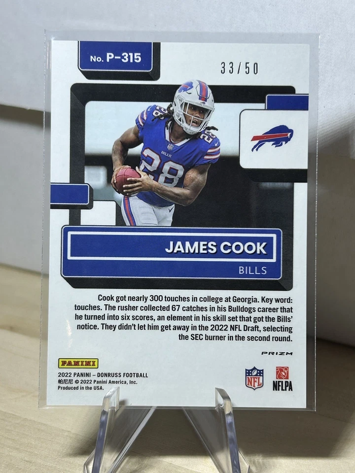 2022 Donruss -Rated Rookie Optic Preview P-315 James Cook /50 RC Buffalo Bills - Image 2 of 2