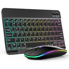 RGB Wireless Backlit Keyboard and Mouse Combo Set Bluetooth for iPad Laptop BLAC
