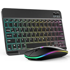 RGB Wireless Backlit Keyboard and Mouse Combo Set Bluetooth for iPad Laptop BLAC