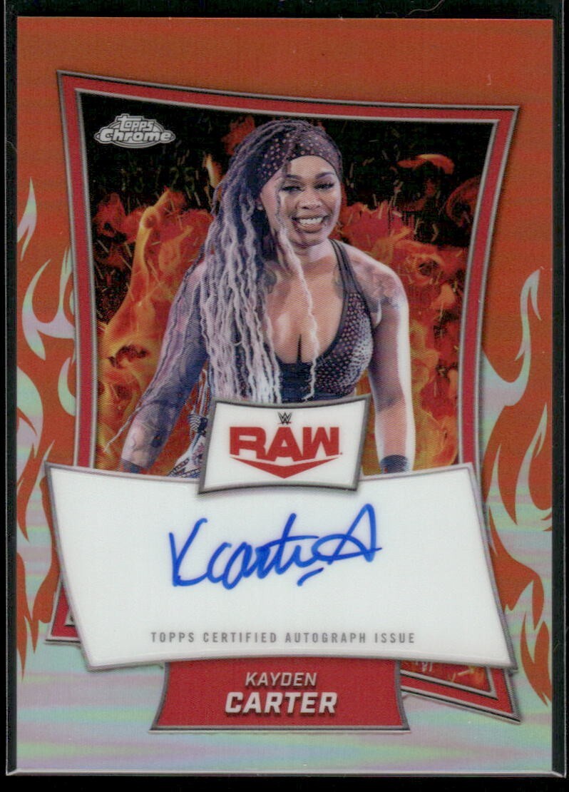 2025 Topps Chrome WWE Kayden Carter #RBA-KYD Red Brand Orange Refractor Auto /25
