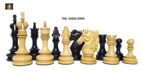 4.5" Carvers' Art Luxury Chess Pieces Only Set -Triple Weighted Ebony Wood - Picture 2 of 7