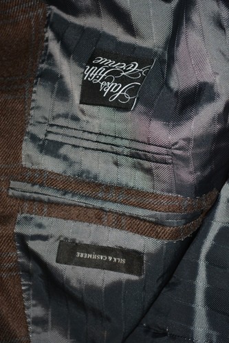 $3895 Chaqueta Ermenegildo Zegna Seda Cachemira Personalizada Marrón a Cuadros 44R Ajuste DELÍGADO - Imagen 16 de 24