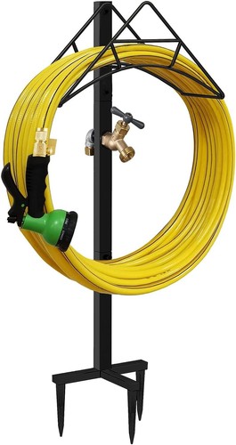 Soporte de manguera exterior duradero con grifo de latón ajustable para jardines organizados - Imagen 3 de 10