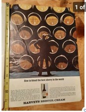 De colección 1963 Harvey's Bristol Cream PrintAd Baffled Man, Wh Barrels TAMAÑO GRANDE 11x14