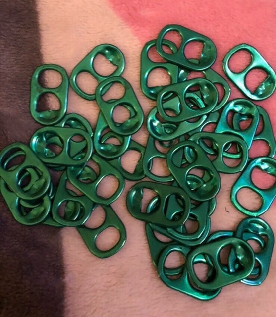 100 Green Aluminum Can Tabs Pull Tabs Pop Tops DIY Charity Arts and