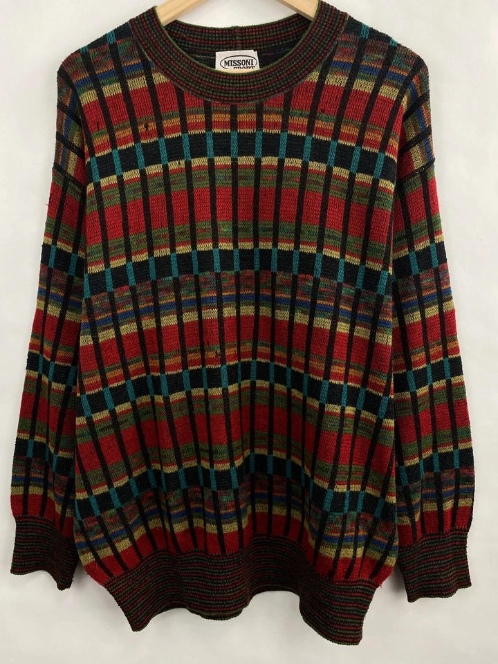🇮🇹 Suéter Deportivo a Rayas Missoni Años 80 Raro Retro Y2K Talla L Multicolor Foto 4 de 4