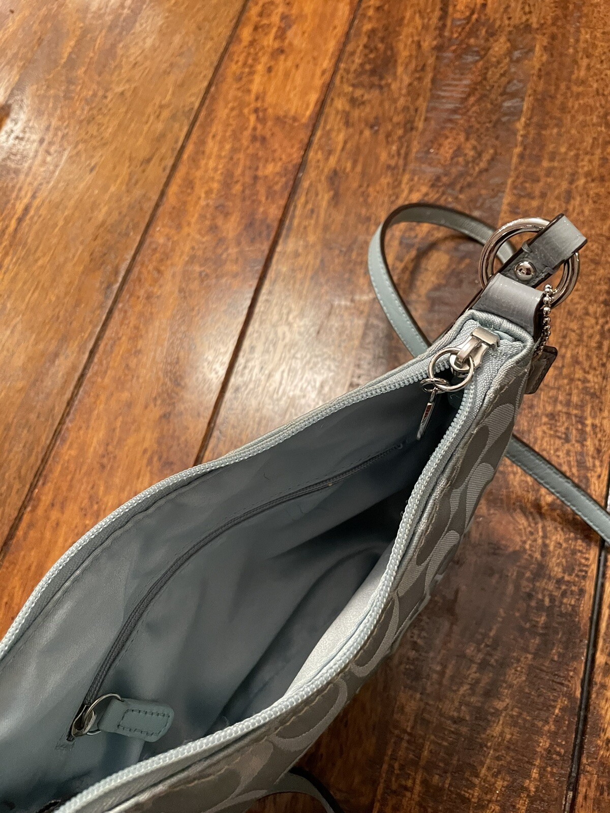 Coach Crossbody Baby Blue Fabric Satchel Gem