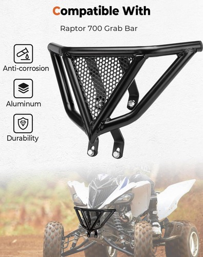 For Yamaha Raptor 700 700R ATV Front Bumper Iron Grab Bar Black 2006-2025 - Picture 5 of 7