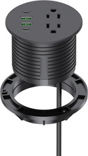 Recessed Power Grommet with USB-C  AC Outlets for Desk  Home - Black
