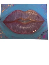 original acrylic painting canvas Lips Named Put Your Money Where Your Mouth Is