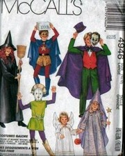 McCalls 4946 Halloween Costume Pattern Wizard Witch Vampire Hero Childs 10 12