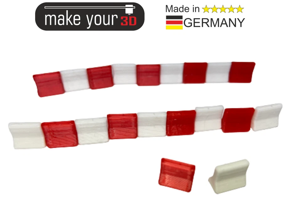 MAKEYOUR3D H0 Set 1:87 40Stk. Betonabsperrung Betonleitplanke Absperrung Baustelle Rot/Weiß